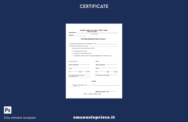 stile verificato Modello di certificato di adozione della Corte di successione d